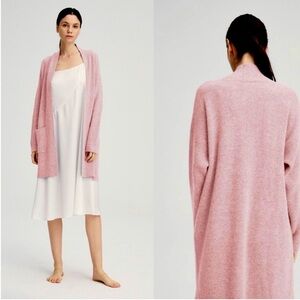 NAP LOUNGEWEAR 100% Cashmere Plush Rib-knit Cardigan Pink Balletcore